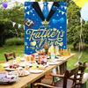 Polyester Door Hanging Banner Blue Gold Party Photography Backdrop  Photography Props