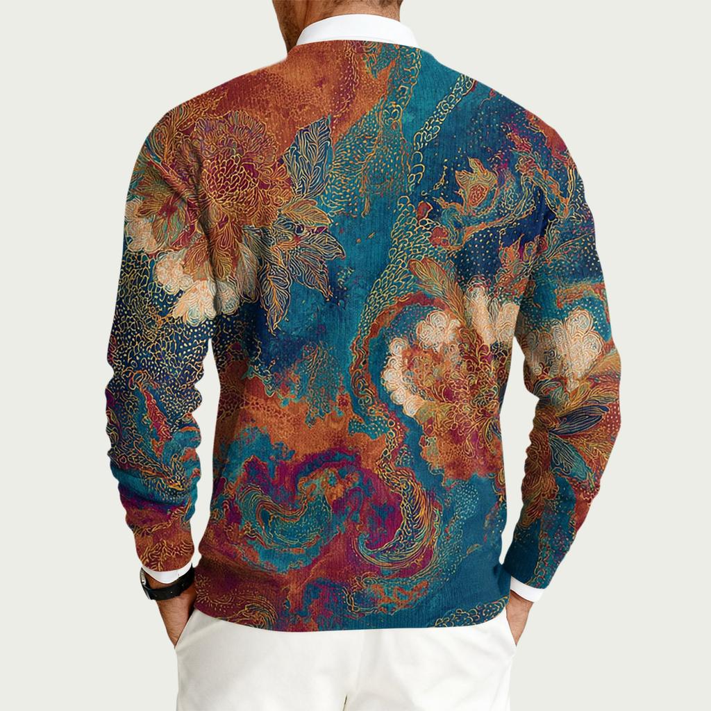 Herren Rundhals Langarm Rippstrick Pullover