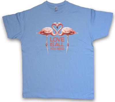 LOVE IS ALL YOU NEED FLAMINGOS T-Shirt Mens Womens Tees Top Heart Princess Fairies Free