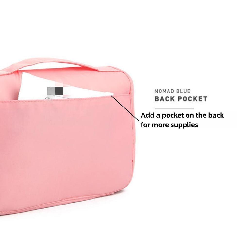 Twill Waterproof Hanging Toiletry Bag - Large Capacity, Portable, Hand-Held Cosmetic Organizer