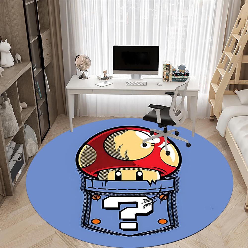 1pc Mario Mushroom Pocket Office Round Area Rug, Under Office Chairs Bedroom Living Room Home Decor  a1022247