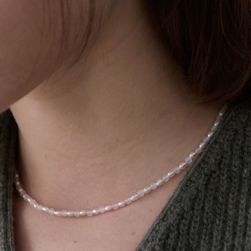 PAIGEFLYNN JEWELRY [925 Silver] Newage Jade Freshwater Pearl Necklace