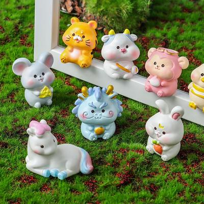 Micro Landscape of The Twelve Zodiac Animals Cute Resin Tiger Miniature Zodiac Figurine Garden Ornament DIY Home Decor