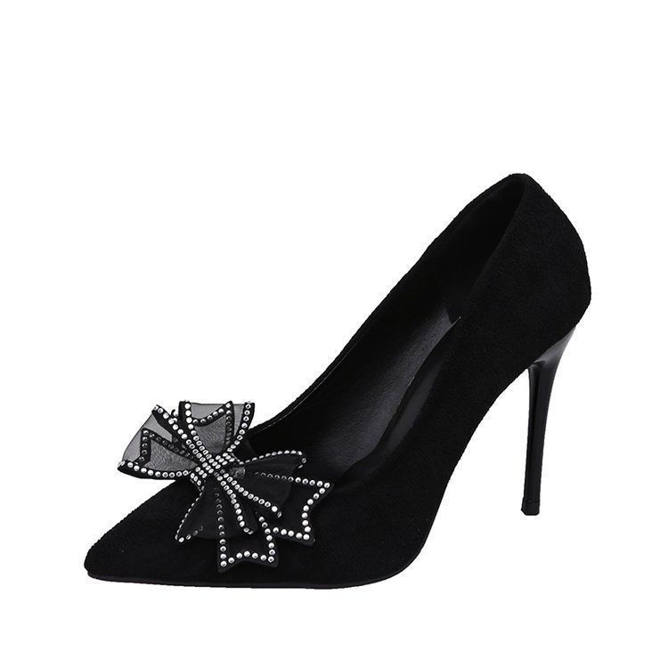 34-43 high heels large size 41-42 bow stiletto design sense niche temperament fairy wedding shoes two wear single shoes