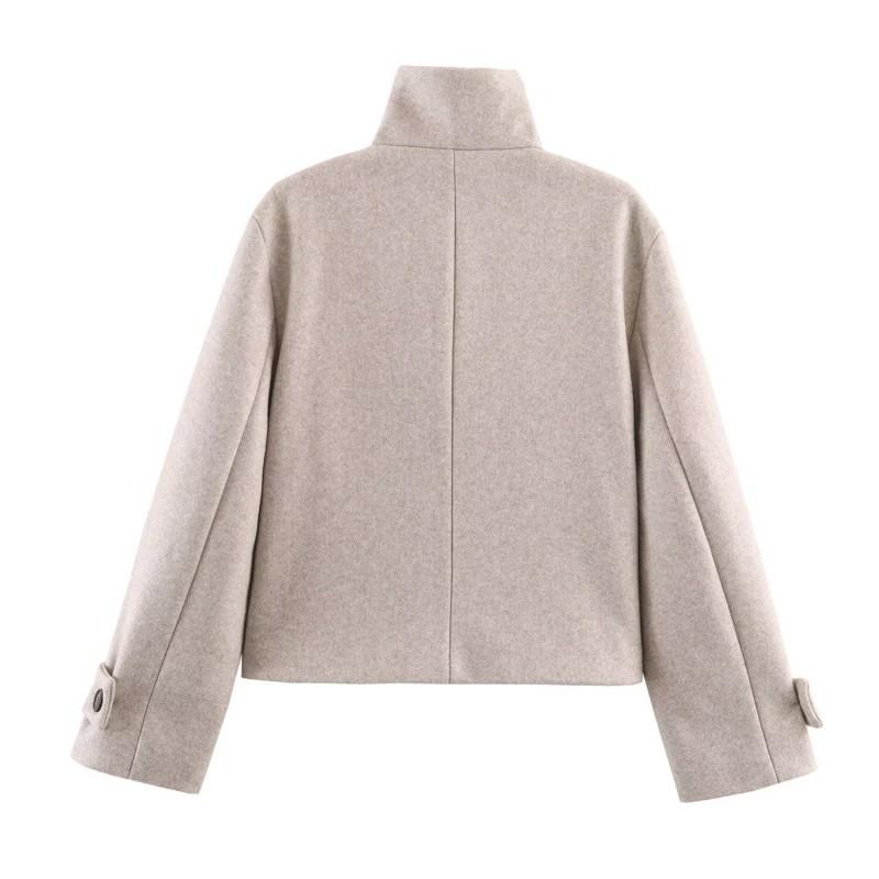 RZ Handmade Womens Stylish Casual Stand Collar Short Coat 2078779