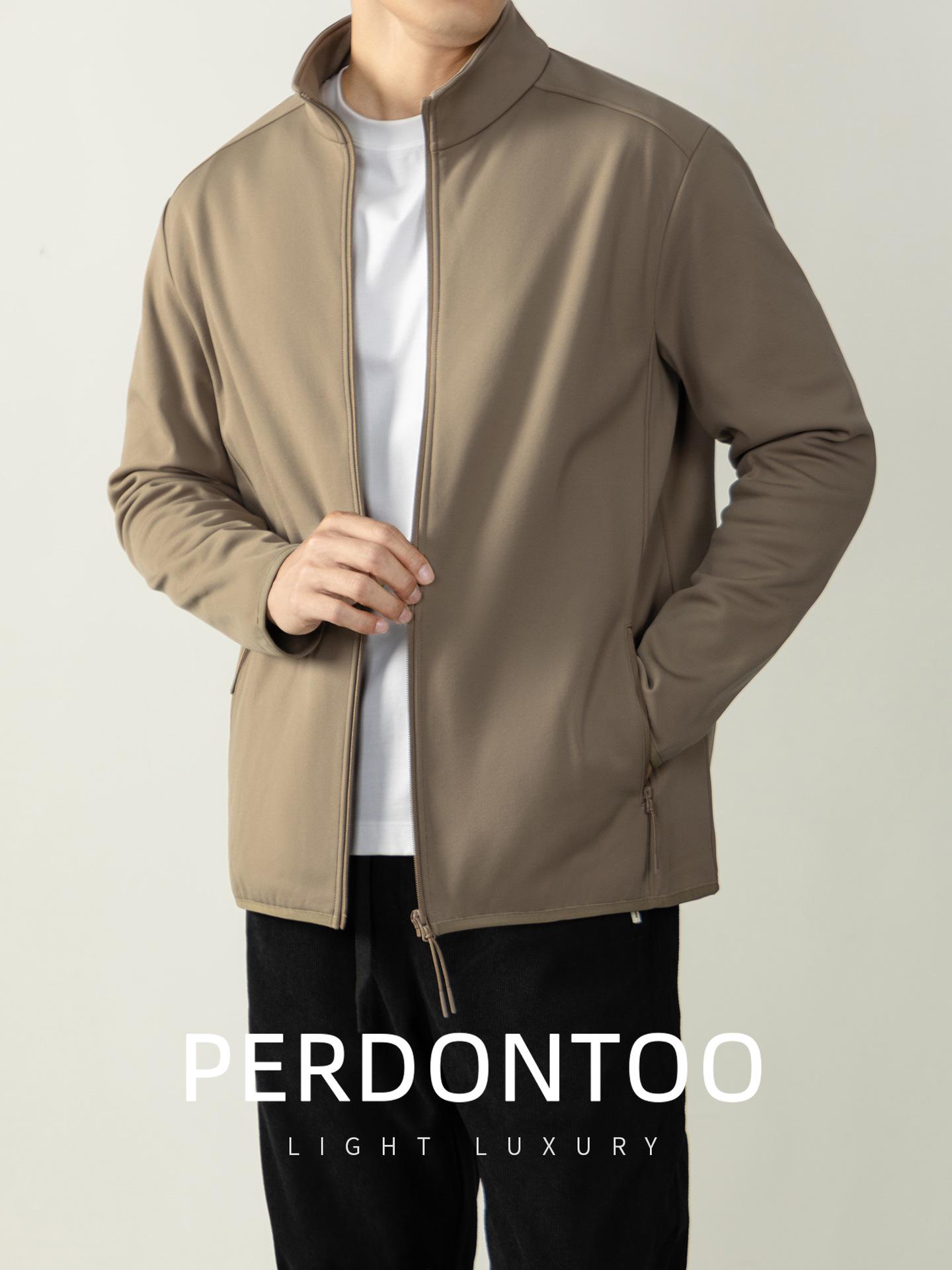 

Light Travel Collection: Warm Fleece-Lined Stand Collar Jacket for Autumn/Winter - Men s Outdoor Commuting Coat M