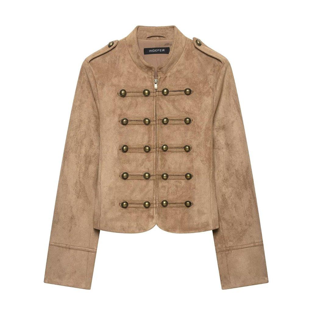 Myst Zara Velvet Texture Napoleon Coat Jacket Napoleon Vintage Long Sleeve Corduroy Jacket For Women