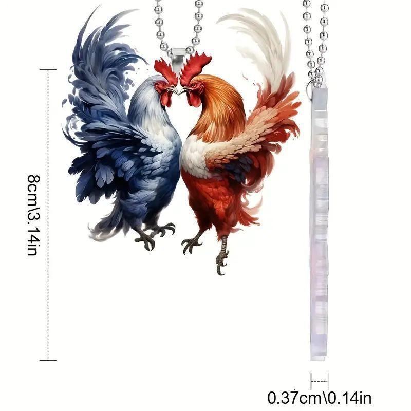Colorful Cartoon Acrylic Rooster Car Hanging Ornament For Stylish Decoration Interior