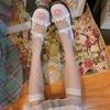Knee Stockings Women'S Summer Thin White Pure Desire White Silk Thigh Stockings Love Black Silk Polka Dot Knee Socks