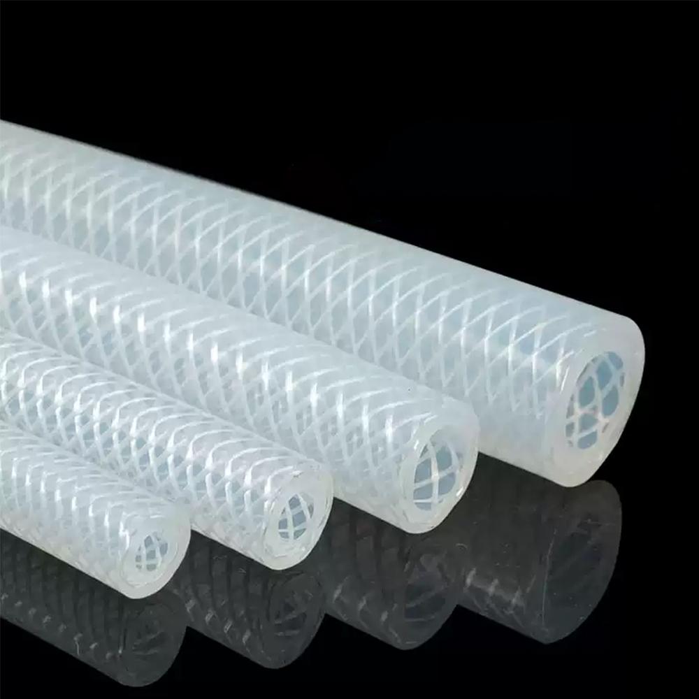 1 Meter ID 4-50mm Food Grade Silicone Tube High Pressure Steam Silicone Braided Tube Heat Resistant Braided Fiber Hose OD 9-64mm