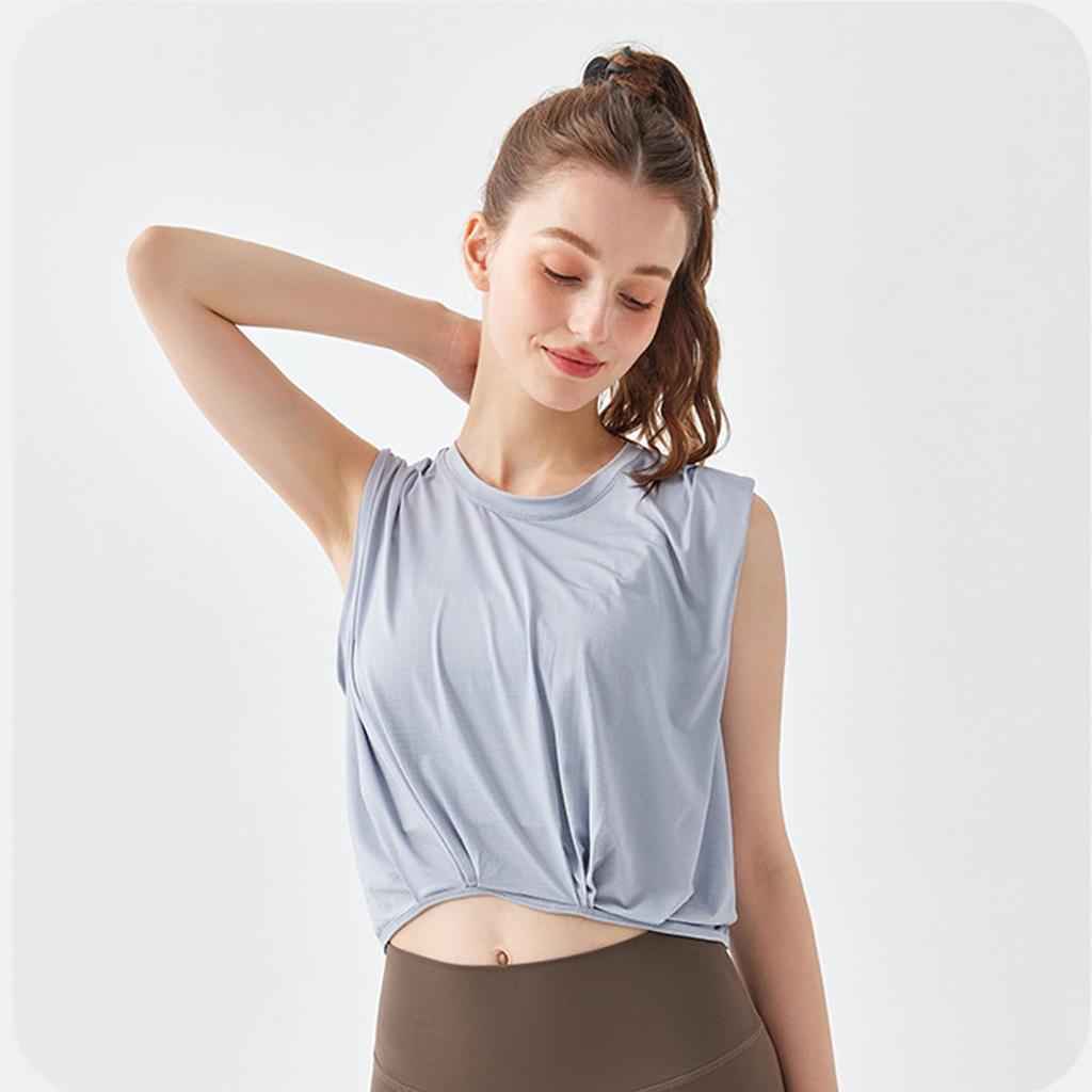 Yuoku Short Sleeved Tank Top with Striped Perfect for and Gym Features a and Stretch Perfect for A02 Women's Print, See-Through Design, Yoga, Pilates,