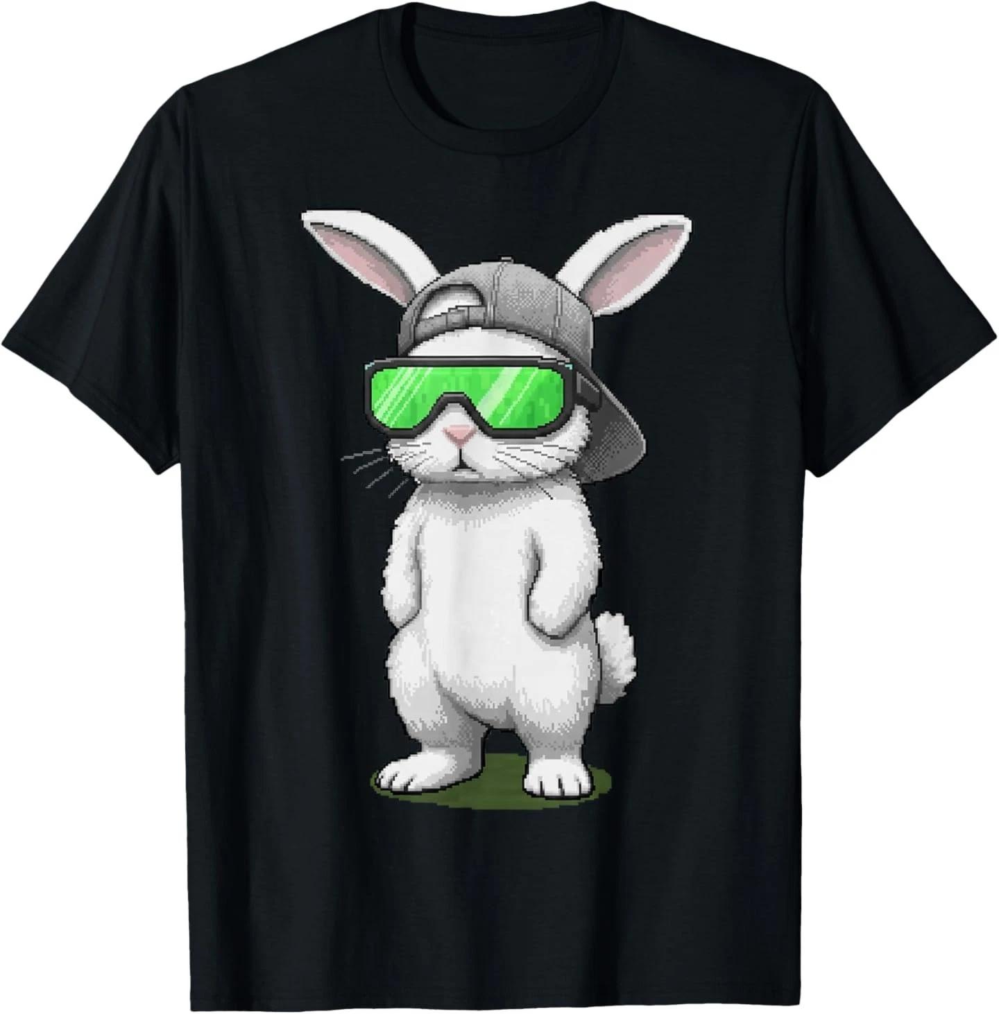 

Bunny Sunglasses Cap Cool Rabbit Pixel Easter Day T-Shirt XL