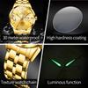 OLEVS Gold Watch for Men Waterproof Luminous Date Fashion Classic Stainless Steel Wristwatch Business Quartz Watches