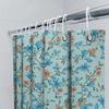 Modern Flower Blue Decor Shower Curtain Waterproof Fabric Bathroom Liner For Home Decoration In White Blue Colors Size: 69 X 70