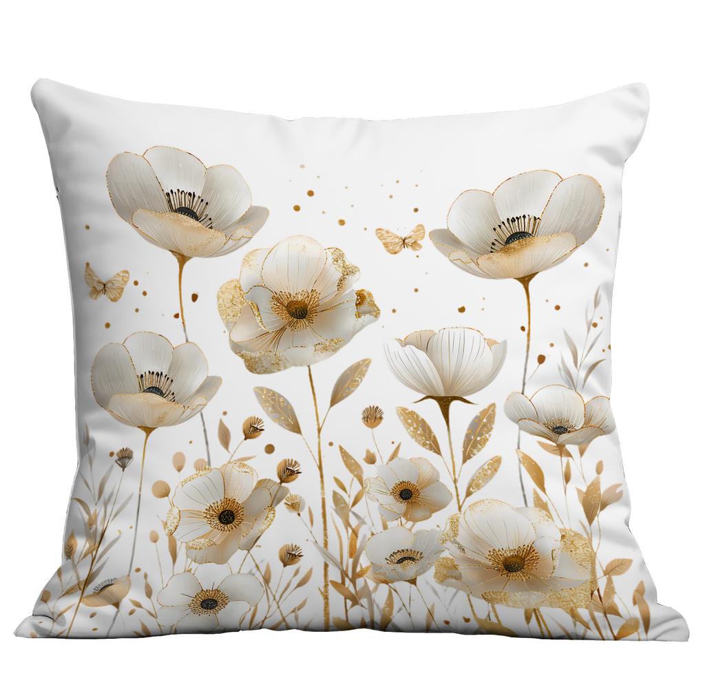 New Floral Pillowcase Gold Printed Home Living Room Sofa Cushion Pillowcase