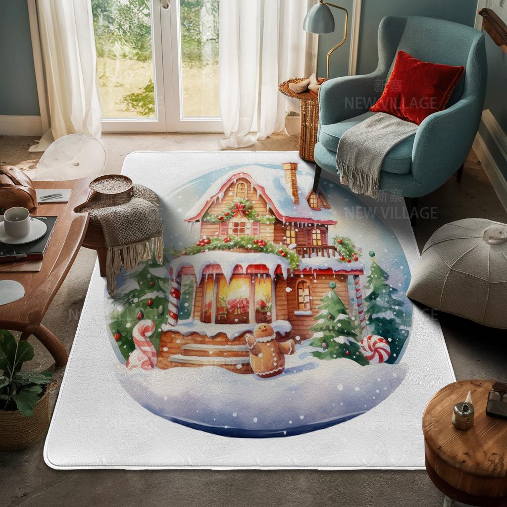 House Entrance Carpet Home Door Mat Living Room Bath Foot Bathroom Non-slip Water Absorption Rugs Bath Merry Christmas Winter