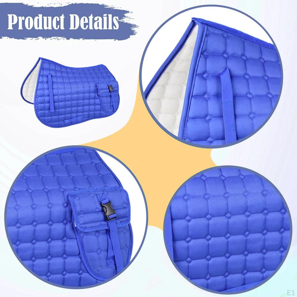 Horse Saddle Cushion with Pocket, Shock-Absorbing Mat, Breathable And , Suitable for Horses