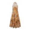 French Xinjiang vacation travel wear retro oil painting style splicing mesh dress women's sleeveless neck dress