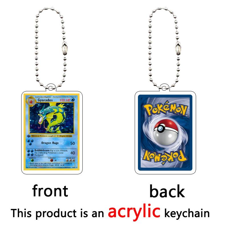 

PKM Anime Cartoon Game Collection Small Card Shape Key Chain Acrylic Pendant Accessories Blastoise Charizard Mew Figure Charm about 5cm