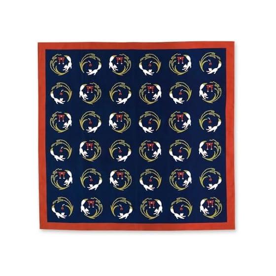 Furoshiki Japanese Pattern Large 100% Cotton Fox Inari Furoshiki Eco Bag Present Gift Navy Red Approx. 70 x 70 cm 06575 (Fox Inari)