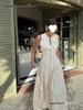 Spring 2026 European & American Style Women's Midi Dress: French Design, Round Neck, Sleeveless, Waist-Cinching, Commuter Chic