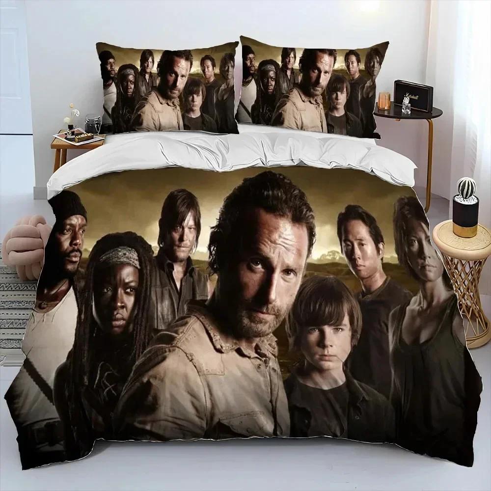 3Pcs Horror Tv The Walking Dead Lincoln Bedding Set,Duvet Cover Bed Set Quilt Cover Pillowcase,King Queen Size Bedding Set