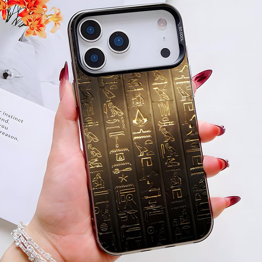 Ancient Egyptian Hieroglyphic Phone Case For IPhone 17 Pro Max 16 Pro Max 15 14 13 11 12 Mini Xs X Xr 7 8 Plus Se Color Silver C