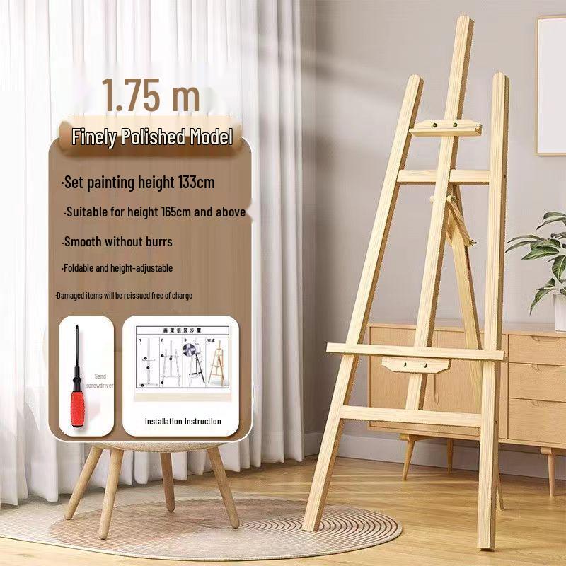 Wooden Tripod Floor Easel for Oil Painting - Foldable Art Student Stand