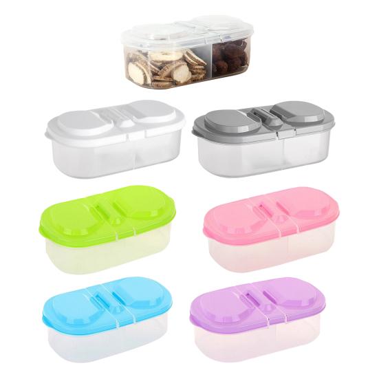 Luftdichter Lebensmittelaufbewahrungsbehälter 2 Fächer Snack-Aufbewahrungsbox mit Deckel Stapelbare Obstaufbewahrungsbox für Kühlschrank Küchenvorratskammer Picknicks