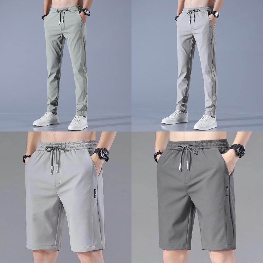Summer Mens Lightweight Breathable Trousers With Elastic Waist For Casual Wear