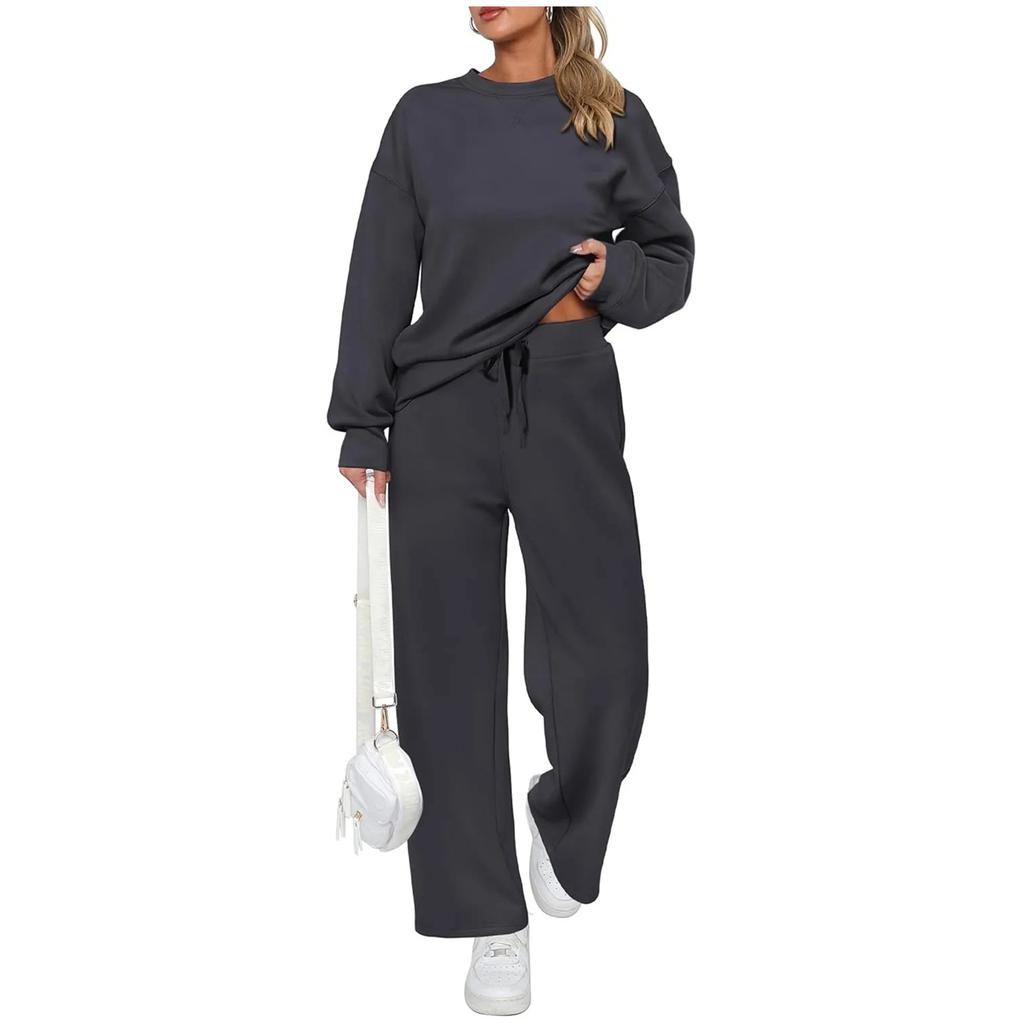 Women's 2 Piece Solid Color Casual Sportswear Long Pants Set