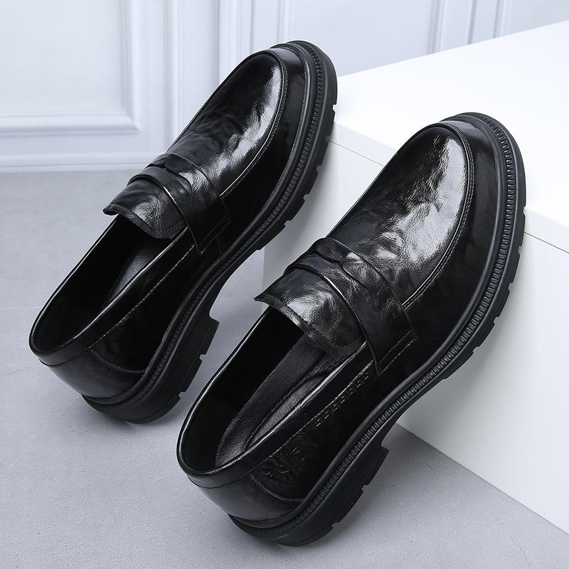 Men's leather shoes spring new soft-soled foot cover dress business breathable heightening leather casual groom wedding shoes men