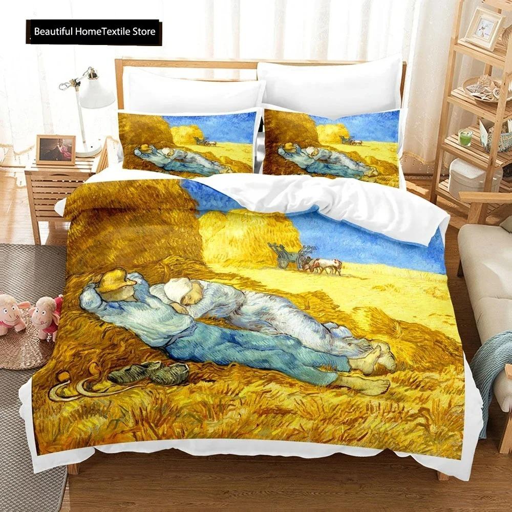 Abstrakt Van Gogh Oljemålning Påslakanset King Queen Storlek Täcke Överdrag För Barn Pojkar Flickor Tonåringar Polyester Sängkläder