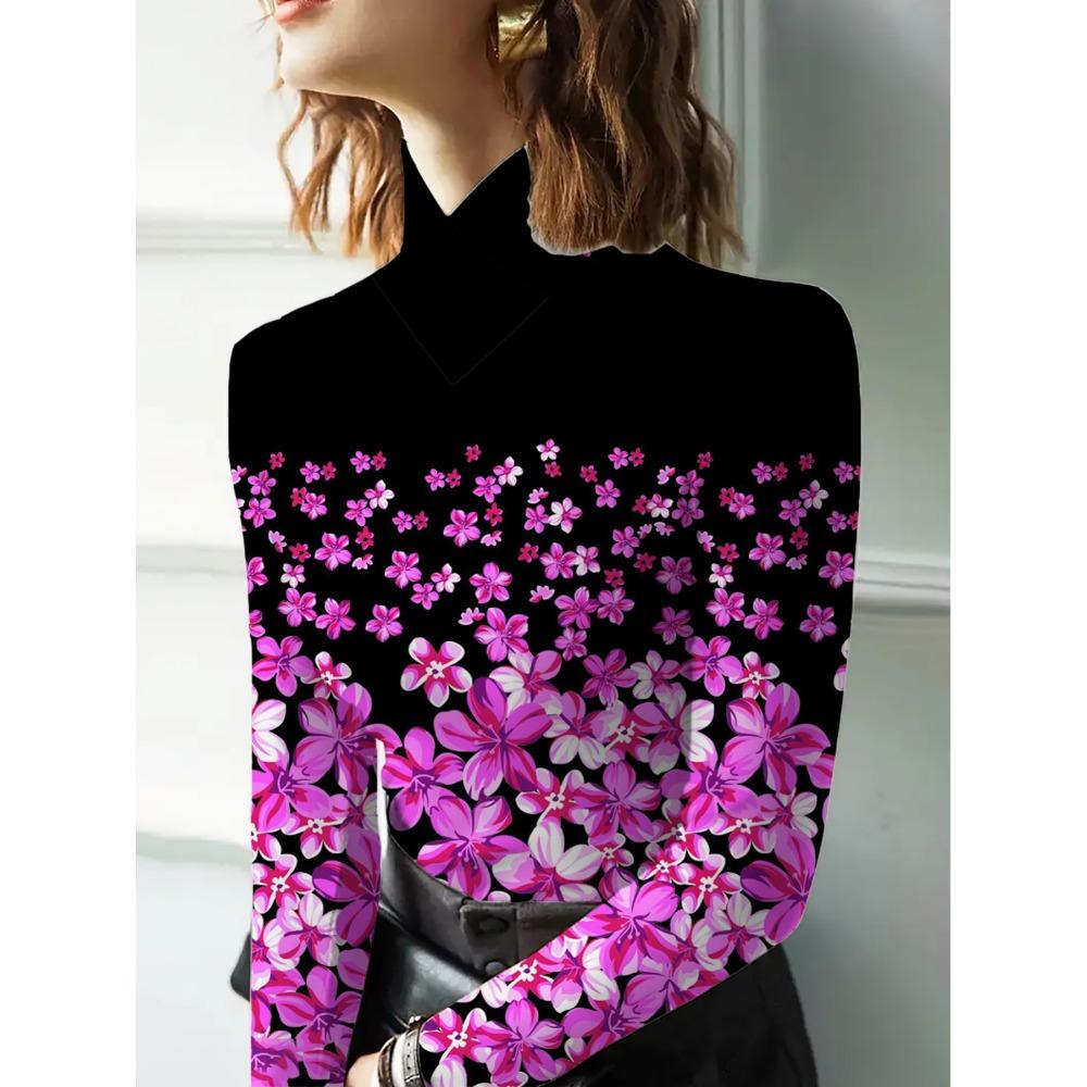 Women's cheongsam collar long-sleeved T-shirt, suitable for women, regular version