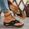 Ladies' Fashion Flip Flops | Casual Open-Toe Flat Sandals with Floral Decorations, Comfortable PU Sole, All-Season Wear | Standard Fit