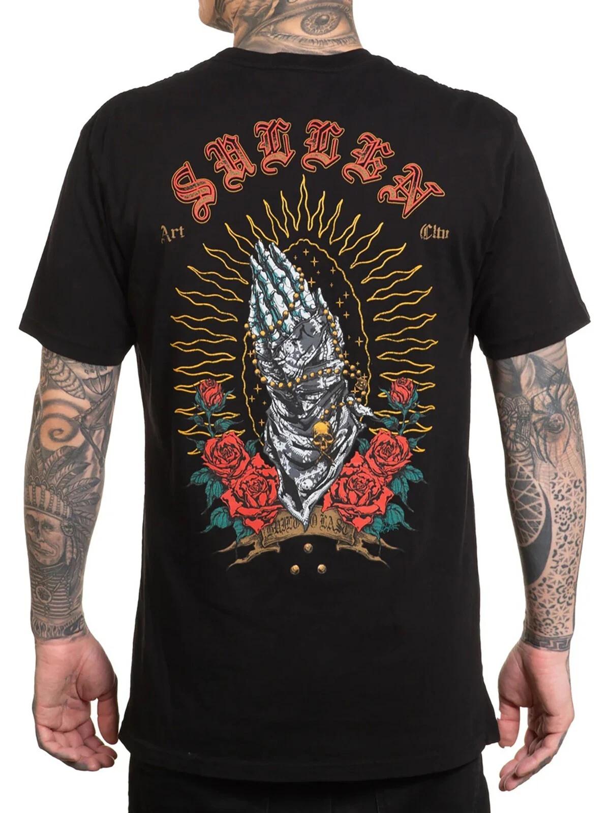 Sullen Men s Forgive Me Short Sleeve Premium T-shirt Tattoo Praying Hands Tee 2XL
