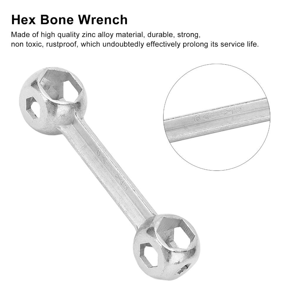 2PCS 6-15mm Hexagonal Bike Wrench 10 in 1 Cycle Spanner Portable Hex Bone Wrench  Bike Repairing