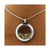 Stones and Minerals. Raw Green Yellow Diamond Necklace. 30 Mm Medallion Model. Color Silver.