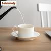 250ml Pure White Porcelain Coffee Cup Latte Cereal Mug Set Afternoon Tea Mug Saucer Cup Kit Couple Handgrip Cups Water Milk Cups