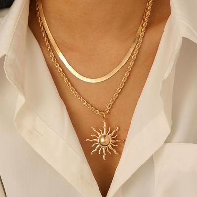 Sunflower Flame Pendant Necklace - Luxury Layered Fashion Jewelry
