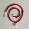 Pearl Drop Pendant Neckchain Glass Bead Choker Adjustable Chain Necklace Bohemian Jewelry Ornament for Women Girl