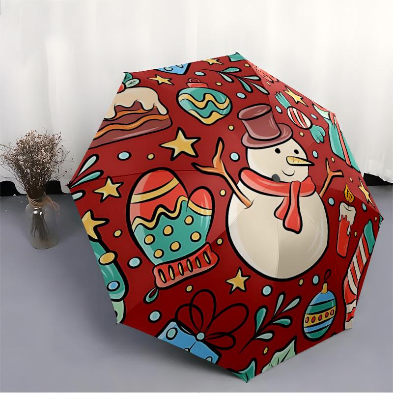 1pc Christmas Winter Wonderland Automatic Open/Close Umbrella, Compact Travel Umbrella, 8-Rib Sturdy Frame - Ideal Gift for Friends yy251118054