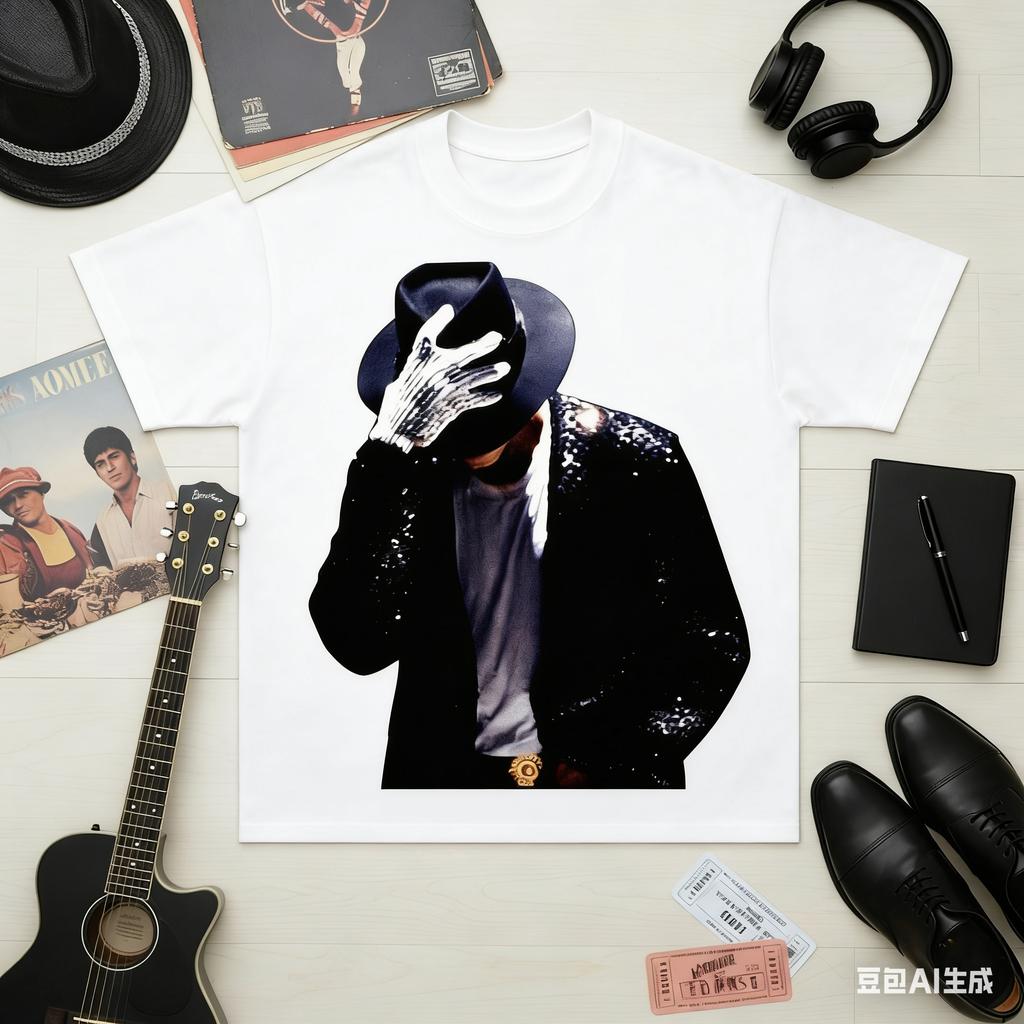 2026 Summer UNISEXs MJ Michael Jackson Printed Cotton Neutral ONeck Short Sleeve UNISEXs and Womens Fashion Hip Hop Y2K Tshirt