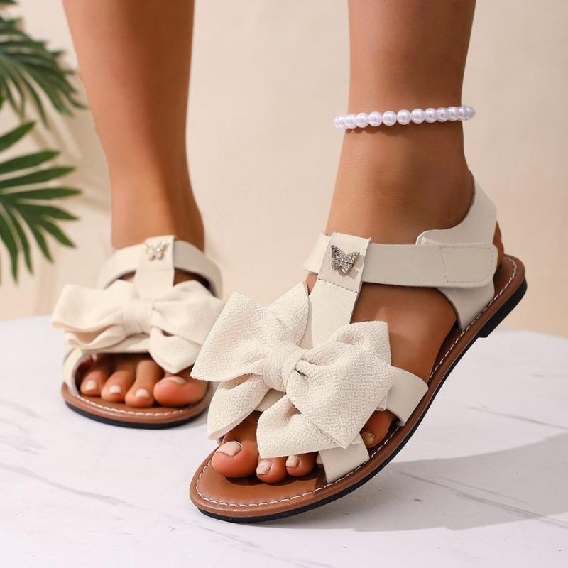 2026 New Women Anti-slip Trend Sandals Summer Lightweight Sandals Fashion Beach Casual Slippers Outdoor Bow Tie Home Flat Shoes