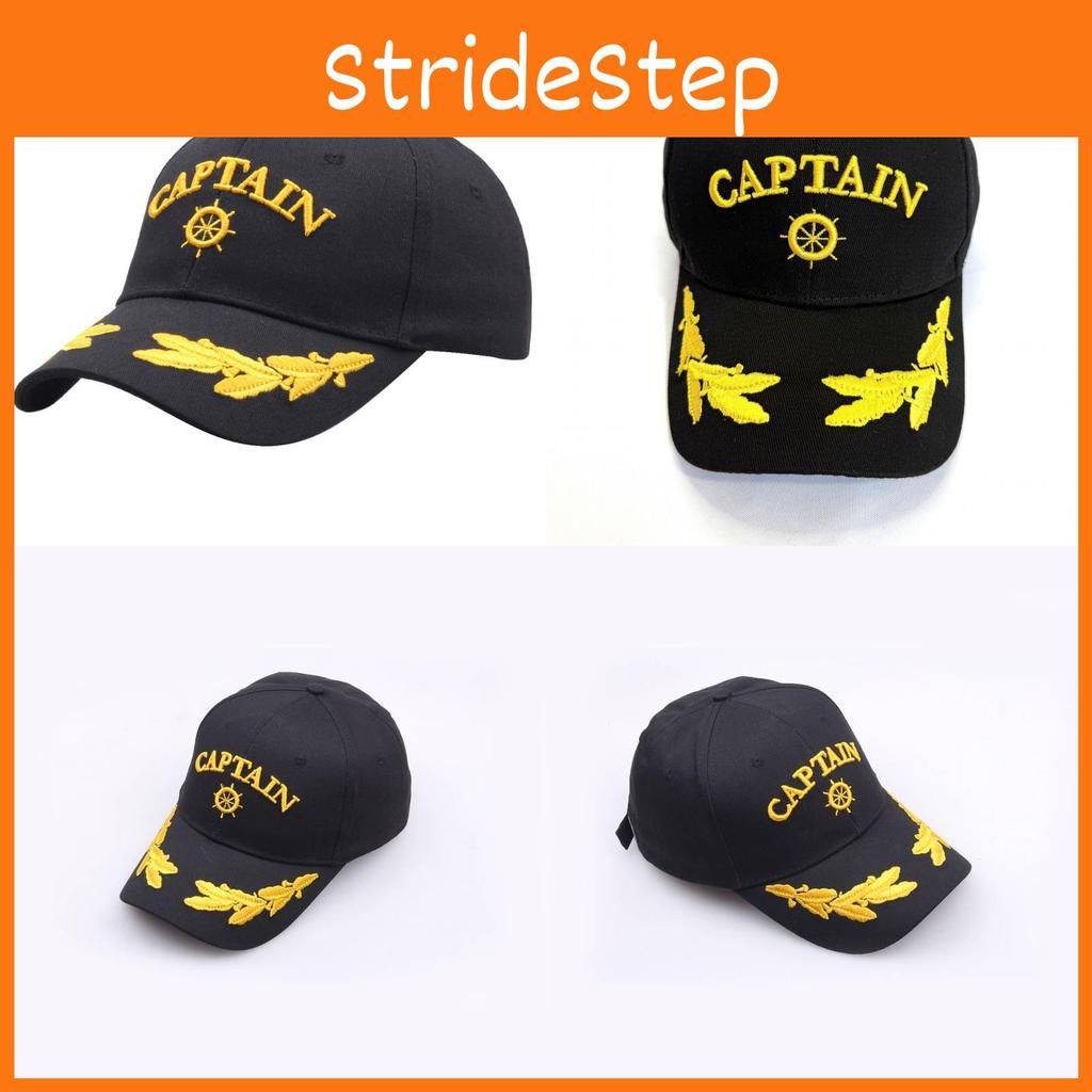 Embroidery Captain Letter Black Sailor Hat Yacht Party Nautical Ship Captain Cap