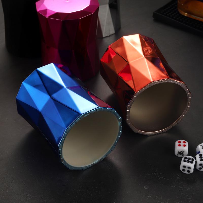 Electroplated Diamond Grid Dice Shaker Cup with Custom Logo