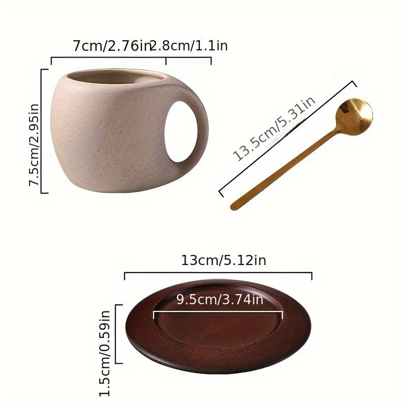 1 stück Keramik Kaffeetasse Untertasse Set Retro Latte Amerikanische Kaffeetasse Holzachterbahn Nachmittagstee Tasse Untertasse Löffel Blume Teetasse Für Cafe