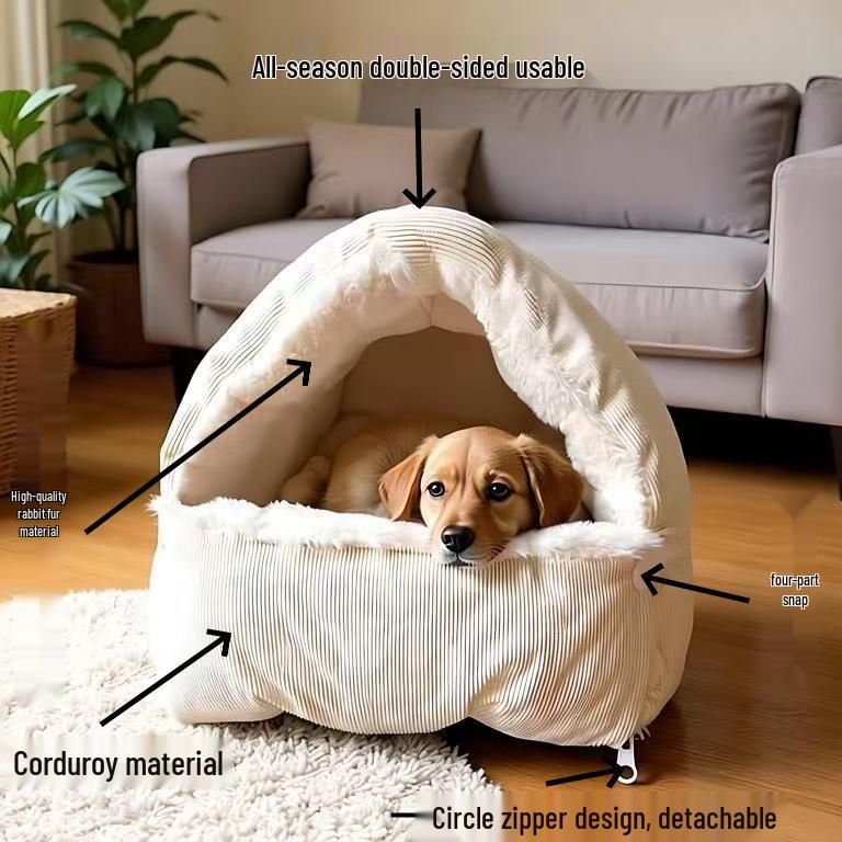 Winter Warm Cat & Dog Bed: Semi-Enclosed, All-Season Pet Nest