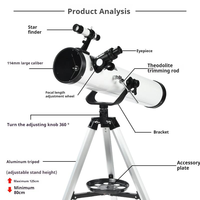 525X Telescope,telescopes for Adults, 114Mm Space Astronomical Refractor Telescope Kids, Astronomy Bird Watching Monocular