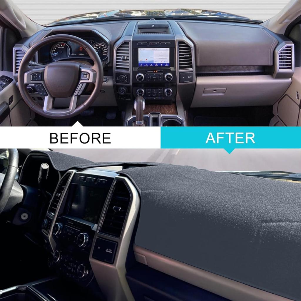 Dashboard Cover  Fit For Ford F150 2015- /F250 F350 F450 Superduty 2017- / Expedition 2018- With Light Sensor,Dash Cover Mat Pad Carpet Protector